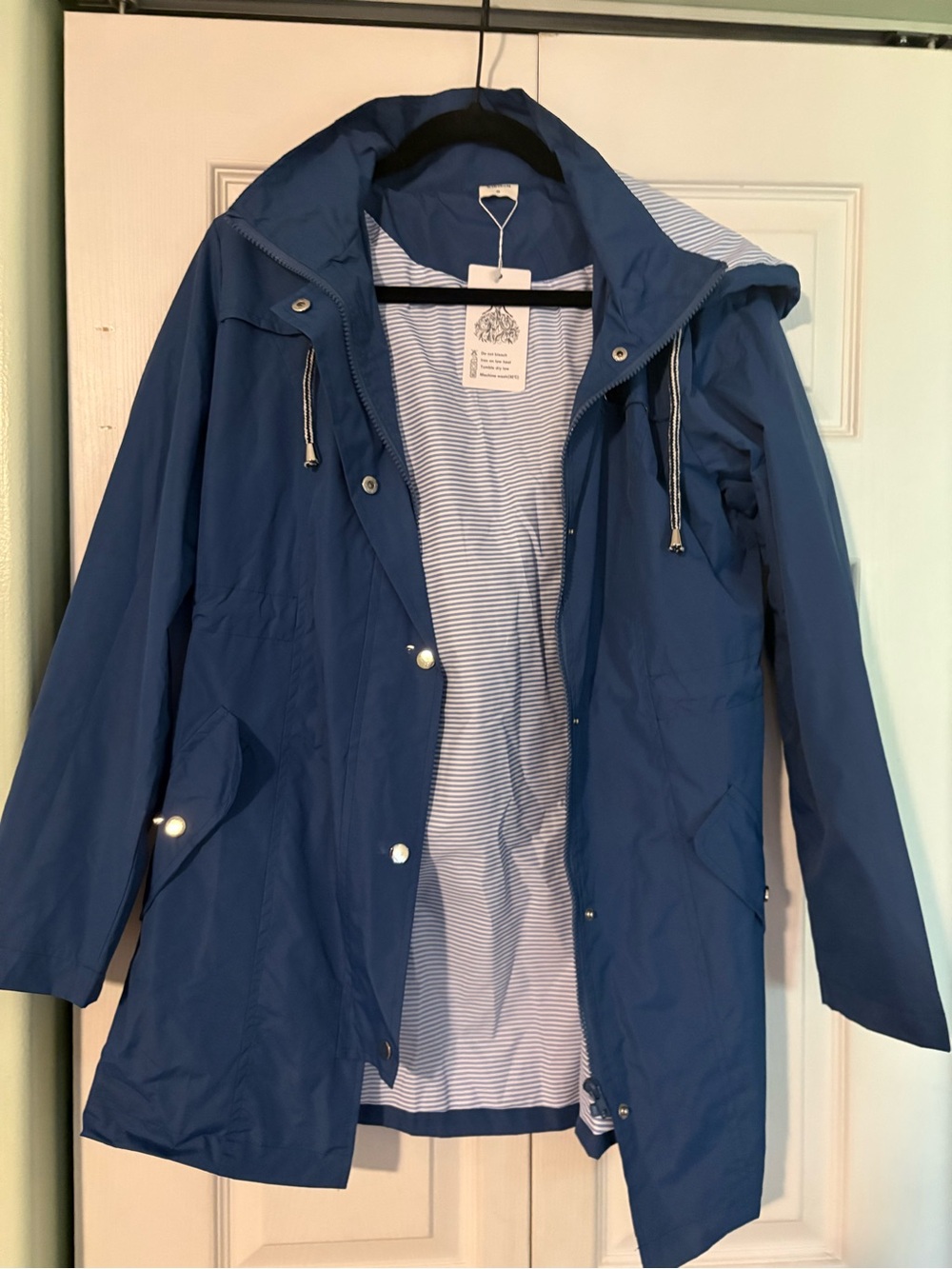 Women’s Blue Hooded Rain Coat - Classic Waterproof Style
